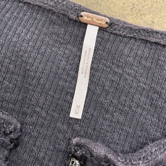 Free People Come On Over Henley Top in Washed Black - Picture 3 of 6